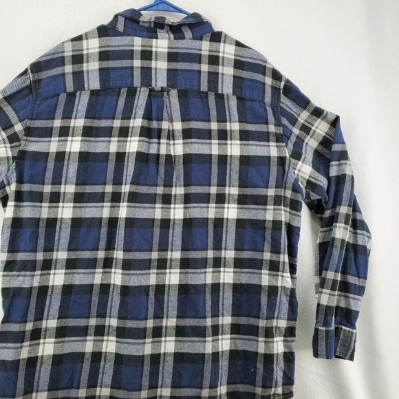Chaps Shirt Men's Long Sleeve Flannel Button Up Collared Plaid Blue 2XL - Picture 11 of 12